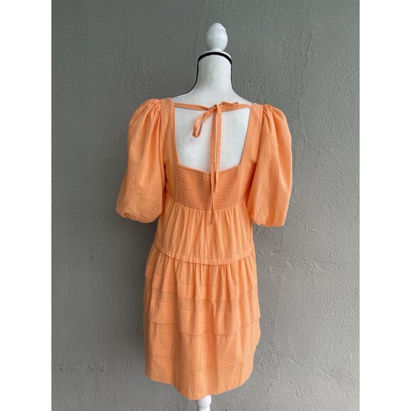 ANTHROPOLOGIE Square-Neck Puff-Sleeve Tiered Dress Women's Size Small - Picture 5 of 8